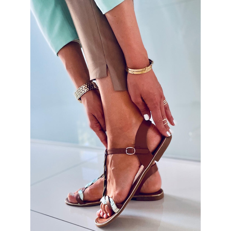 Sandali da donna Basma Camel iridescenti marrone 2