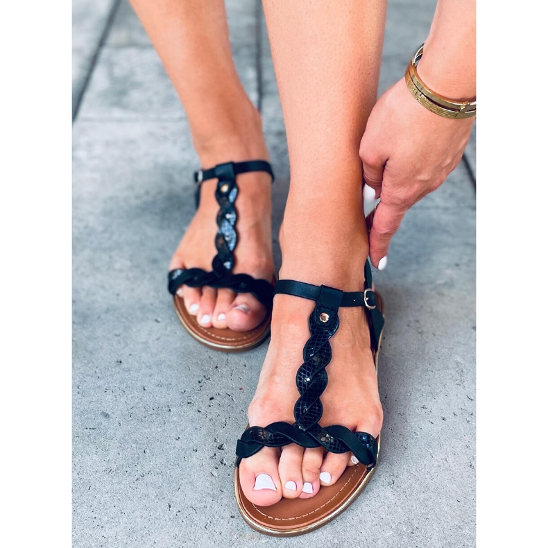 Sandali da donna Basma Black iridescenti nero 1