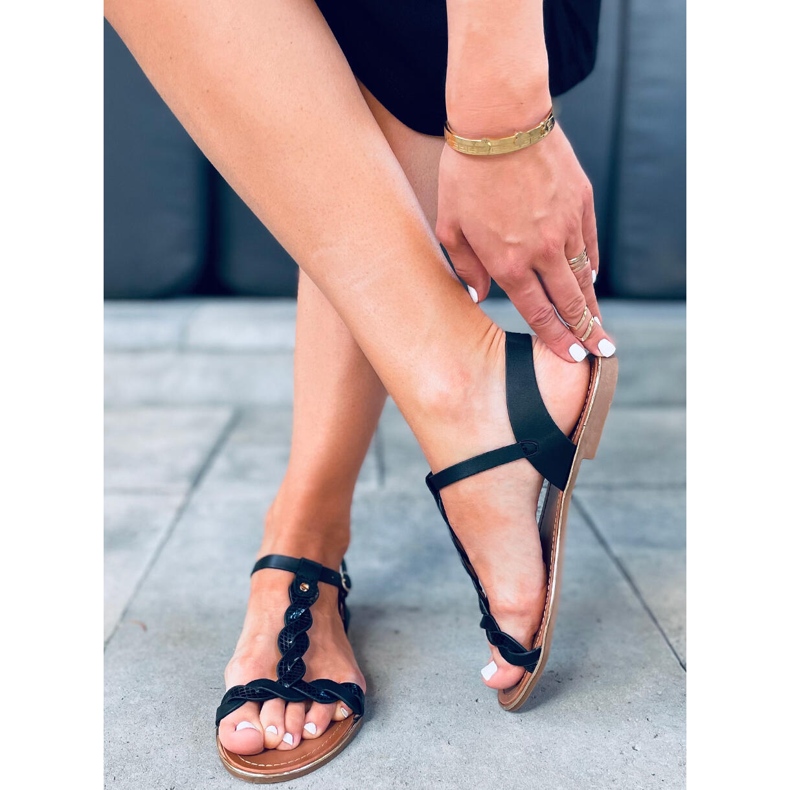 Sandali da donna Basma Black iridescenti nero 2