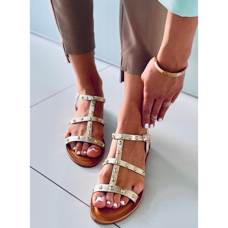 Sandali con borchie Neha Gold d'oro 1