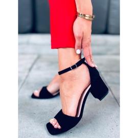 Sandali con tacco da donna con pelle scamosciata Silence Black nero 2