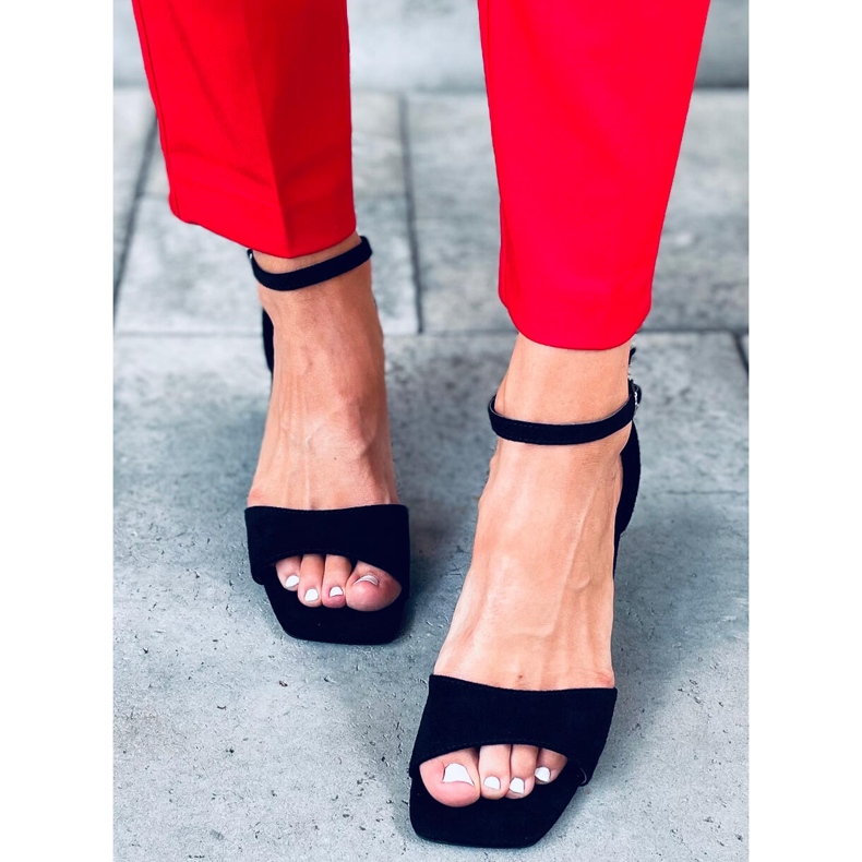 Sandali con tacco da donna con pelle scamosciata Silence Black nero 1
