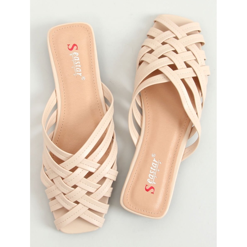 Ciabatte da donna Loretta Beige intrecciate 1