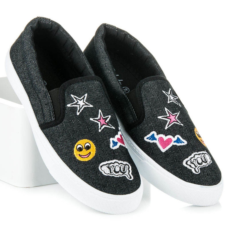 Balada Slipon in denim con toppe nero 1