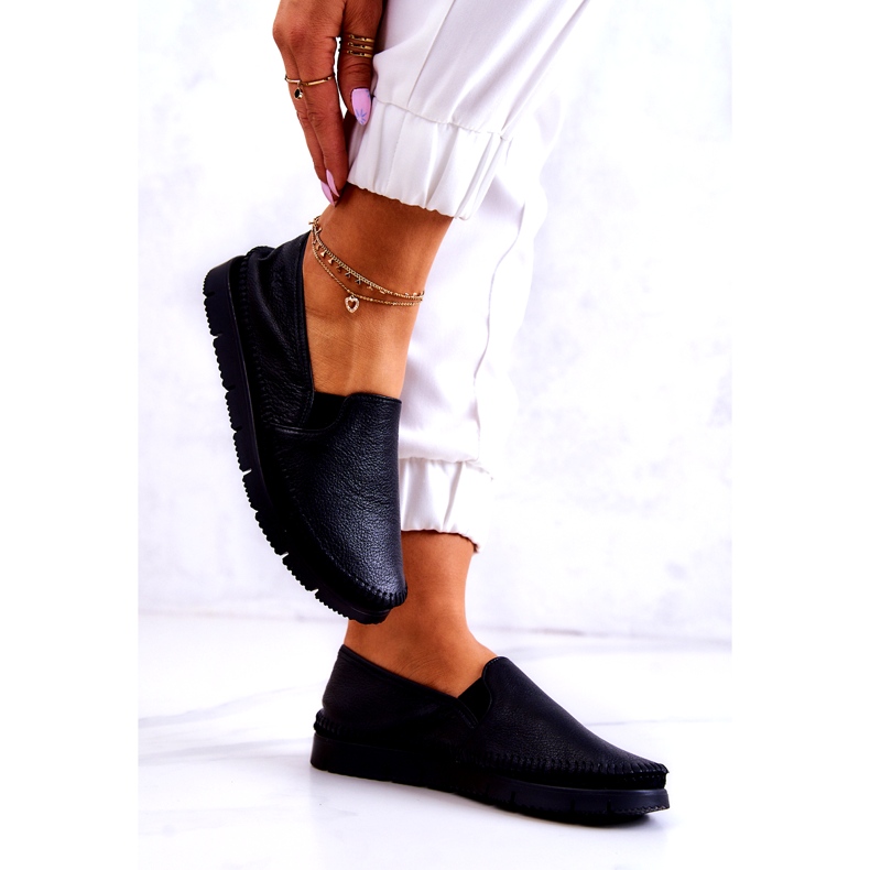 Scarpe senza lacci da donna in pelle Maciejka 03512-01 nere nero 3