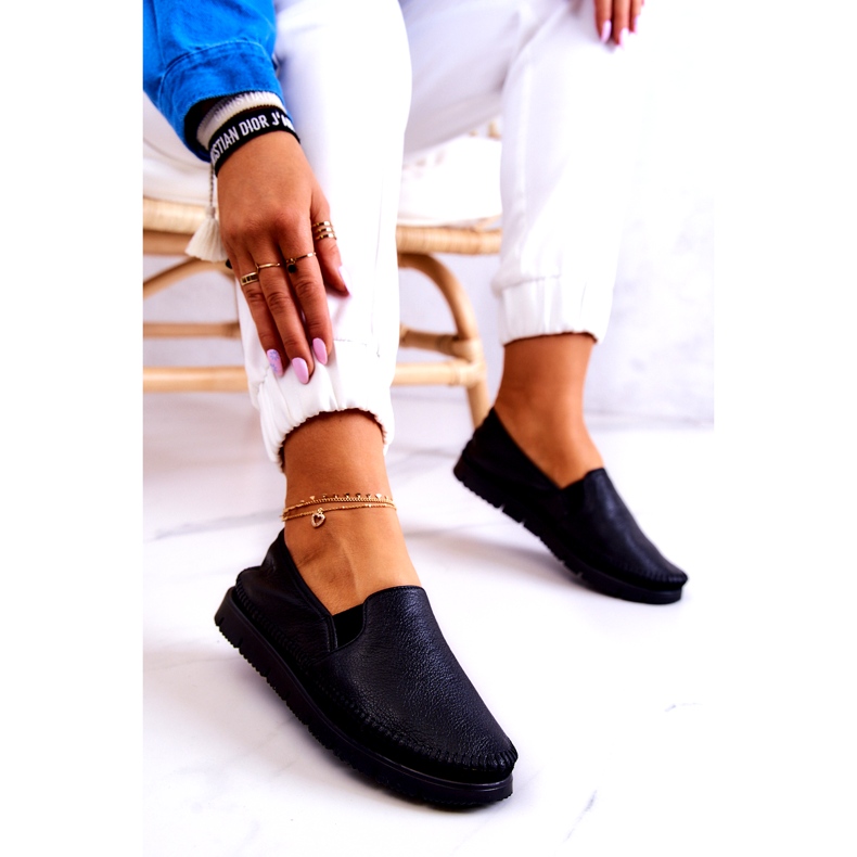 Scarpe senza lacci da donna in pelle Maciejka 03512-01 nere nero 4