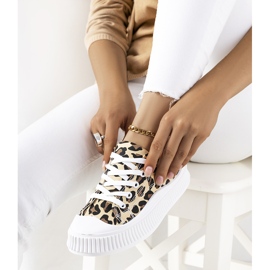 Sneakers beige sulla piattaforma Chovka marrone nero 1