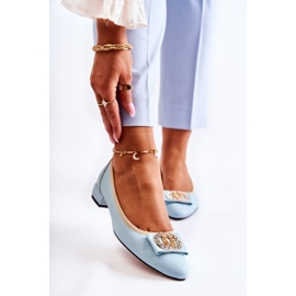 Ballerine In Pelle Con Un Ornamento Joliet Blu 1