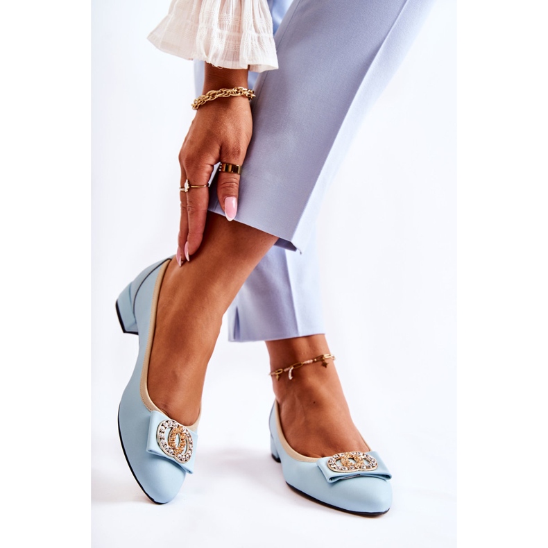 Ballerine In Pelle Con Un Ornamento Joliet Blu 2