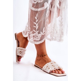 Ciabatte Classiche Da Donna Con Perle Beige Calipso 1