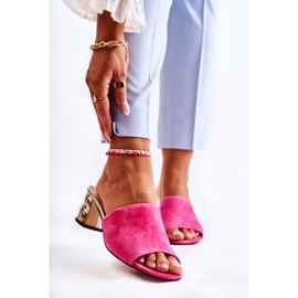 PA2 Pantofole in pelle scamosciata da donna sul tallone rosa Perry 1