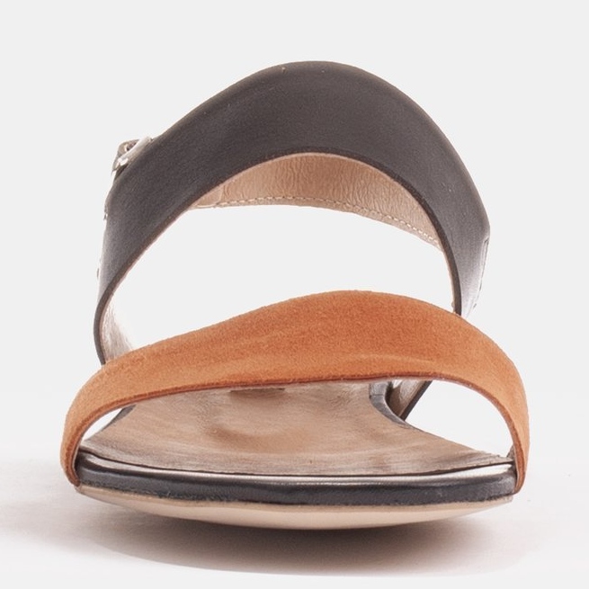 Marco Shoes Sandali bassi in vera pelle con tacco metallico marrone 1