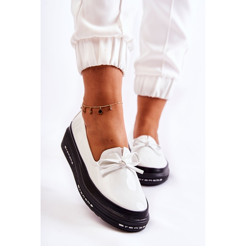 Vinceza Mocassini Laccati Da Donna Su Zeppa Bianco Frilly bianca 1