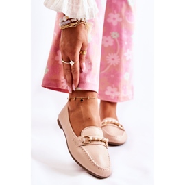 PG1 Mocassini Da Donna Con Perle Decorate Beige Sergia 1