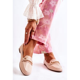 PG1 Mocassini Da Donna Con Perle Decorate Beige Sergia 2