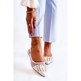 Ballerine da donna con borchie bianche Kinley bianco 1
