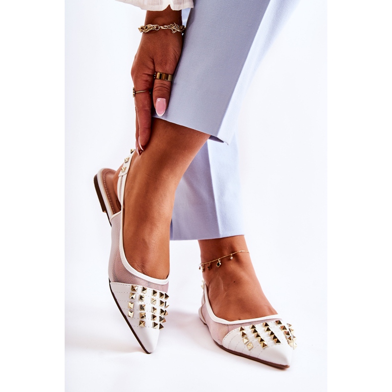 Ballerine da donna con borchie bianche Kinley bianca 2