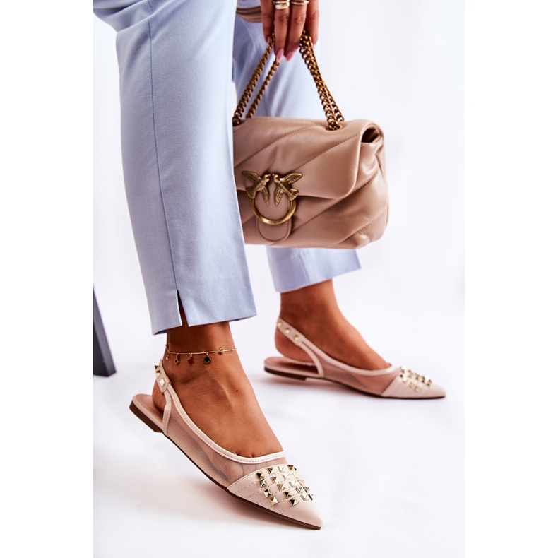 Ballerine da donna con borchie beige Kinley 2