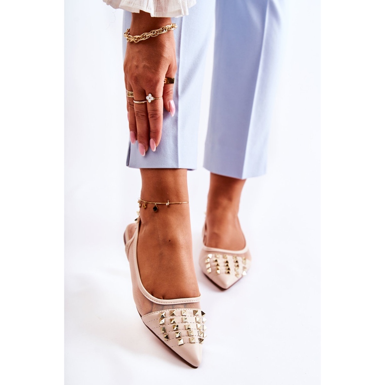 Ballerine da donna con borchie beige Kinley 1