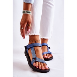 Sandali Classici Da Donna Con Velcro Blu Kalla 1
