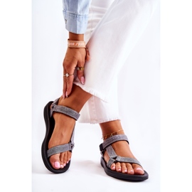PM1 Sandali Classici Da Donna Con Velcro Grigio Kalla 2