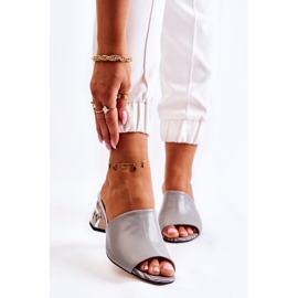 PA2 Pantofole Da Donna In Pelle Sul Tacco Grigio Perry 1