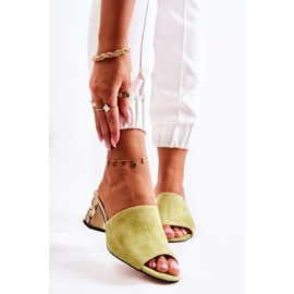 PA2 Pantofole Da Donna In Pelle Scamosciata Sul Tacco Verde Perry 1