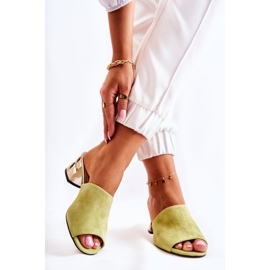 PA2 Pantofole Da Donna In Pelle Scamosciata Sul Tacco Verde Perry 2