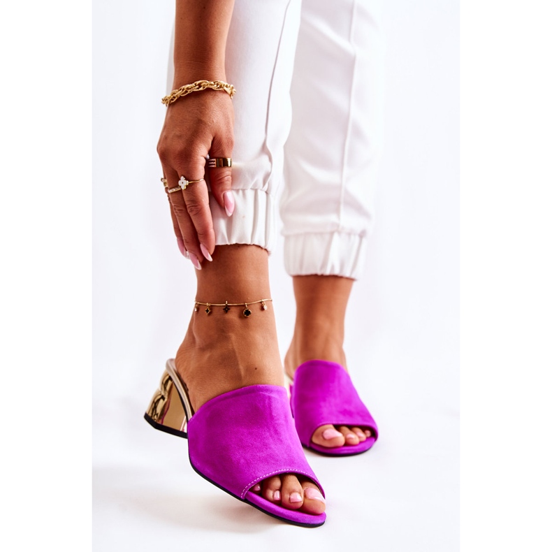 PA2 Ciabatte Da Donna In Pelle Scamosciata Su Tacco Alto Fucsia Perry rosa 1
