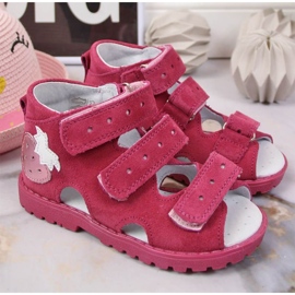 Sandali ortopedici in pelle con fucsia fragola Kornecki Jr KORORT117 rosa 2