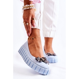 PA2 Ballerine In Pelle Sulla Piattaforma Con Un Ornamento Ladette Blu 2