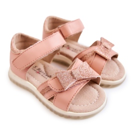 S.Barski Sandali In Pelle Per Bambini Con Velcro Rosa Lolly 1