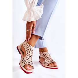PA2 Sandali Traforati Leggeri In Pelle Beige Alima 2