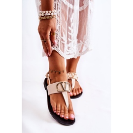 PS1 Sandali Infradito Da Donna Con Decorazione Calia Beige 1