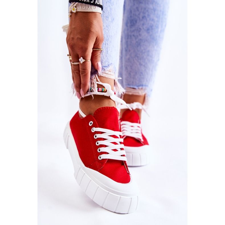 Sneakers da donna sulla piattaforma rossa rosso 1