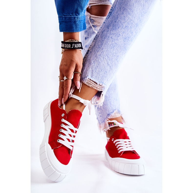 Sneakers da donna sulla piattaforma rossa rosso 2