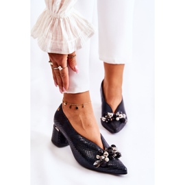 Décolleté In Pelle Con Decorazione Laura Messi 2487 Nera nero 1