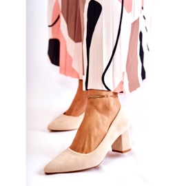 PS1 Décolleté In Pelle Scamosciata Classiche Su Una Barra Lency Beige 1