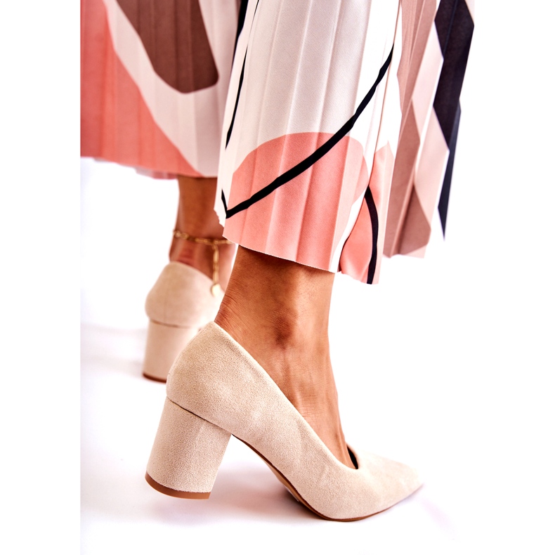 PS1 Décolleté In Pelle Scamosciata Classiche Su Una Barra Lency Beige 3