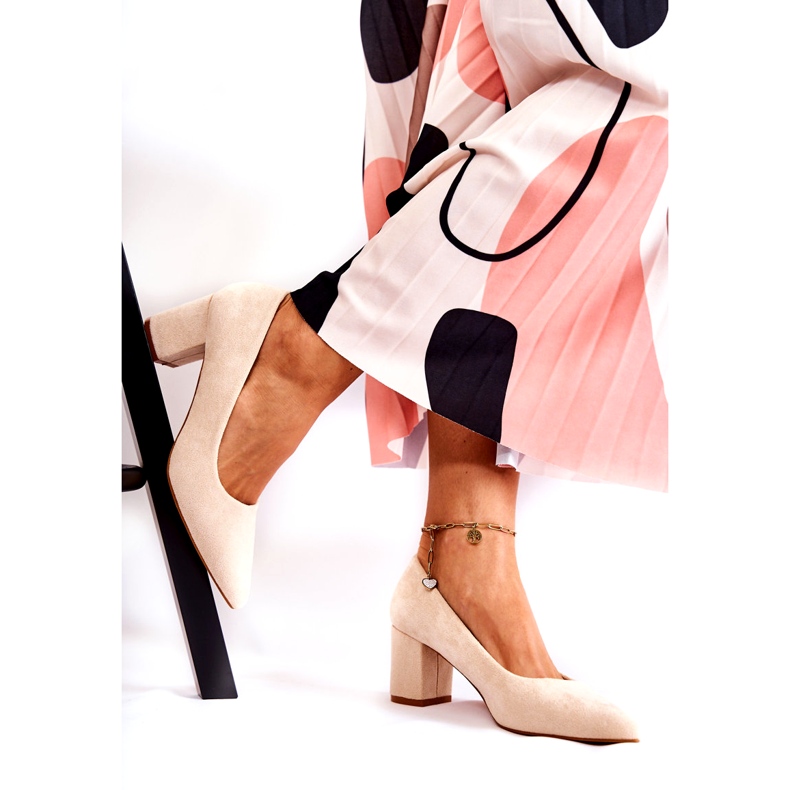 PS1 Décolleté In Pelle Scamosciata Classiche Su Una Barra Lency Beige 2