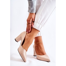 PA2 Décolleté In Pelle Alla Moda Su Una Barra Emozione Beige 2