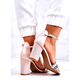 Lewski Shoes Sandali in pelle traforati Lewski 2869 rosa perla beige 5