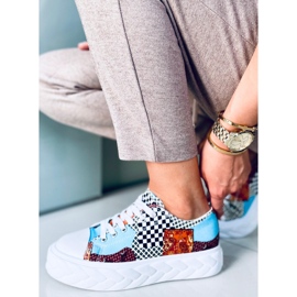 Sneakers con suola alta Madi Red Jacquard Weave multicolore 1