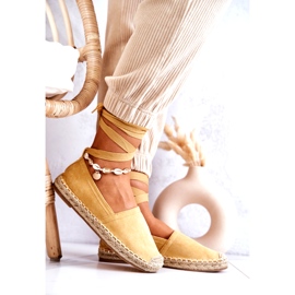 FB1 Espadrillas in camoscio giallo Ismanne allacciate 3