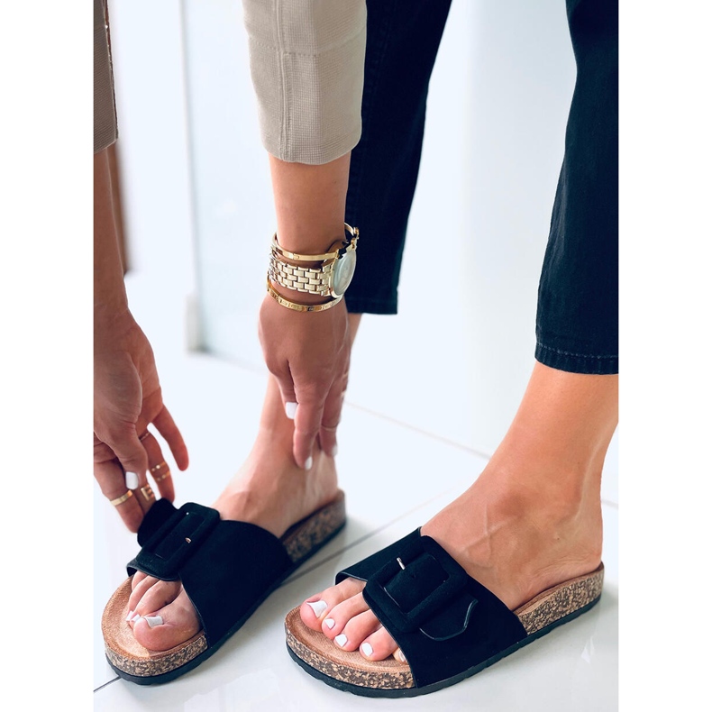 Pantofole Priya Black con suola in sughero nero 1