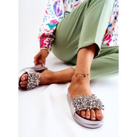 PG1 Pantofole Da Donna Sulla Piattaforma Con Ornamenti Almina Argento 2