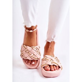 PS1 Ciabatte Da Donna In Pelle Con Catena Rosa Soline 1