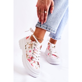 PS1 Sneakers basse allacciate con fiori bianchi di Amissa bianca 1