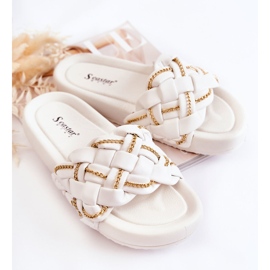 PS1 Ciabatte Da Donna In Pelle Con Catena Soline Bianche bianca 1
