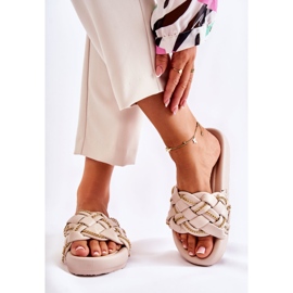PS1 Ciabatte Da Donna In Pelle Con Catena Soline Beige 2